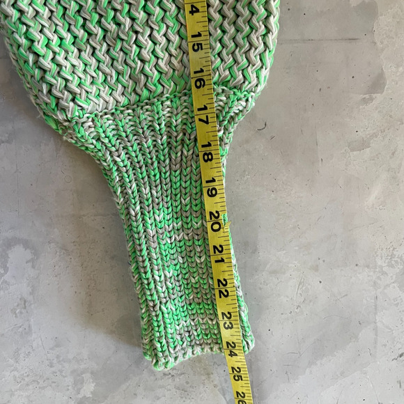 H&M Chunky Open Weave Green Chunky Crochet Knit Oversized Coastal Sweater L - Picture 7 of 7